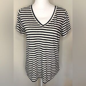 Lucky Brand Women Stripe V neck Short Sleeve Tshirt Size Small